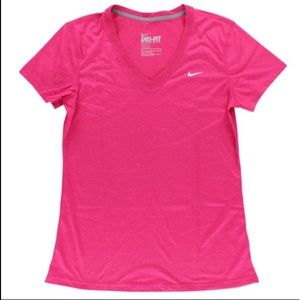 Women’s Nike Pink V Neck Athletic short sleeve shirt